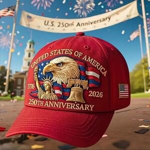 🇺🇸Patriotic USA 250th Anniversary Embroidered Red Cap